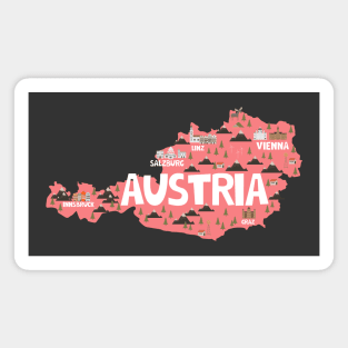 Austria Illustrated Map Magnet